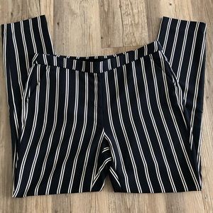 Navy and White Vertical Striped Pants